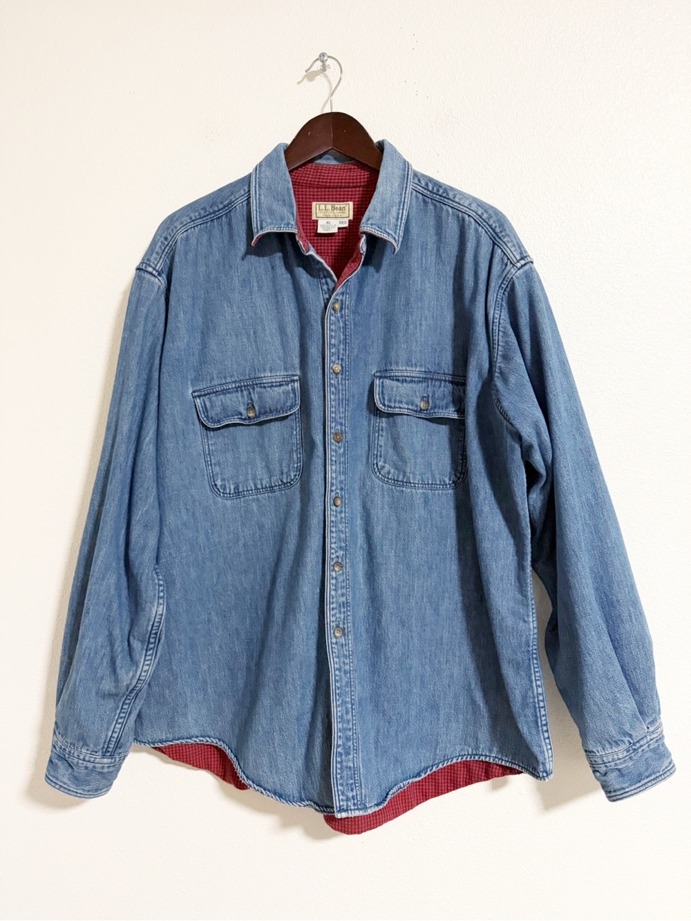Vintage 90s LL Bean Denim Flannel Lined Shirt